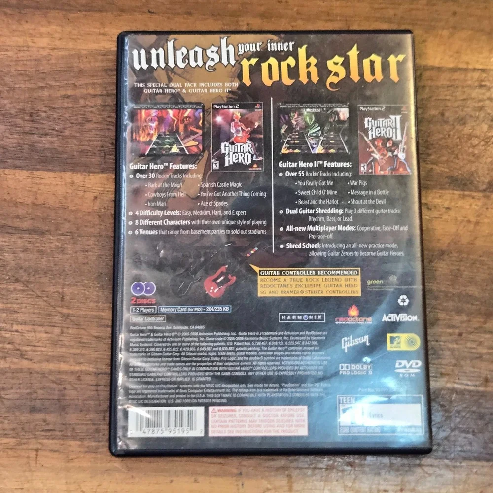 Guitar Hero and Guitar Hero II Dual Pack PlayStation 2 PS2 Complete